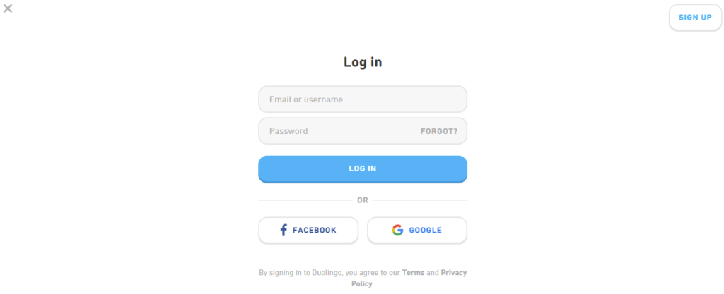 Duolingo login info