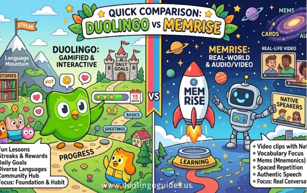 Quick Comparison about duolingo vs memrise