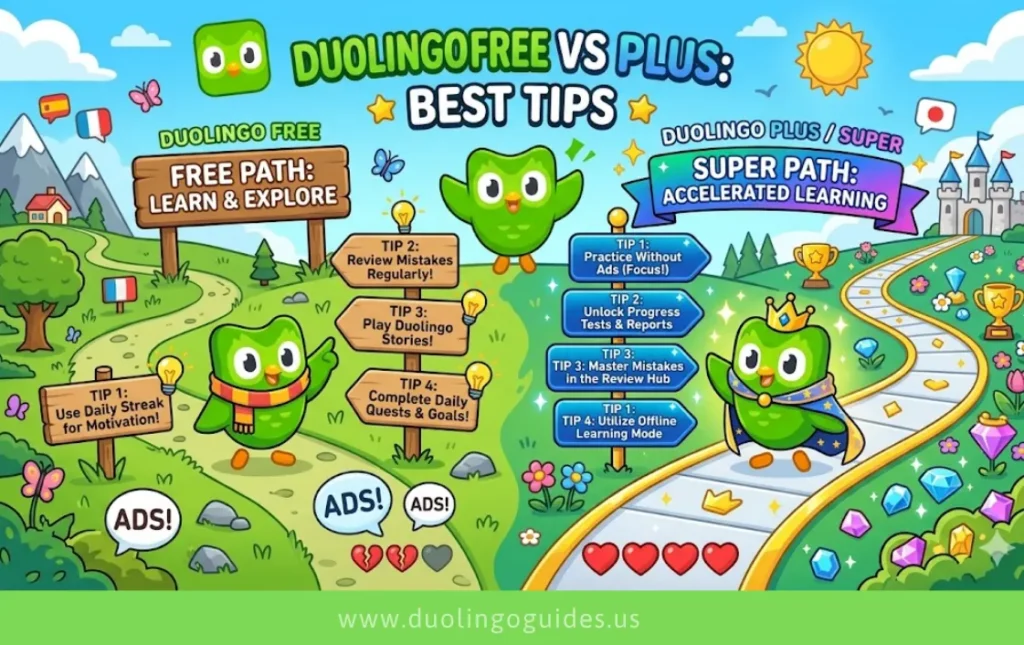 duolingo free vs plus best tips