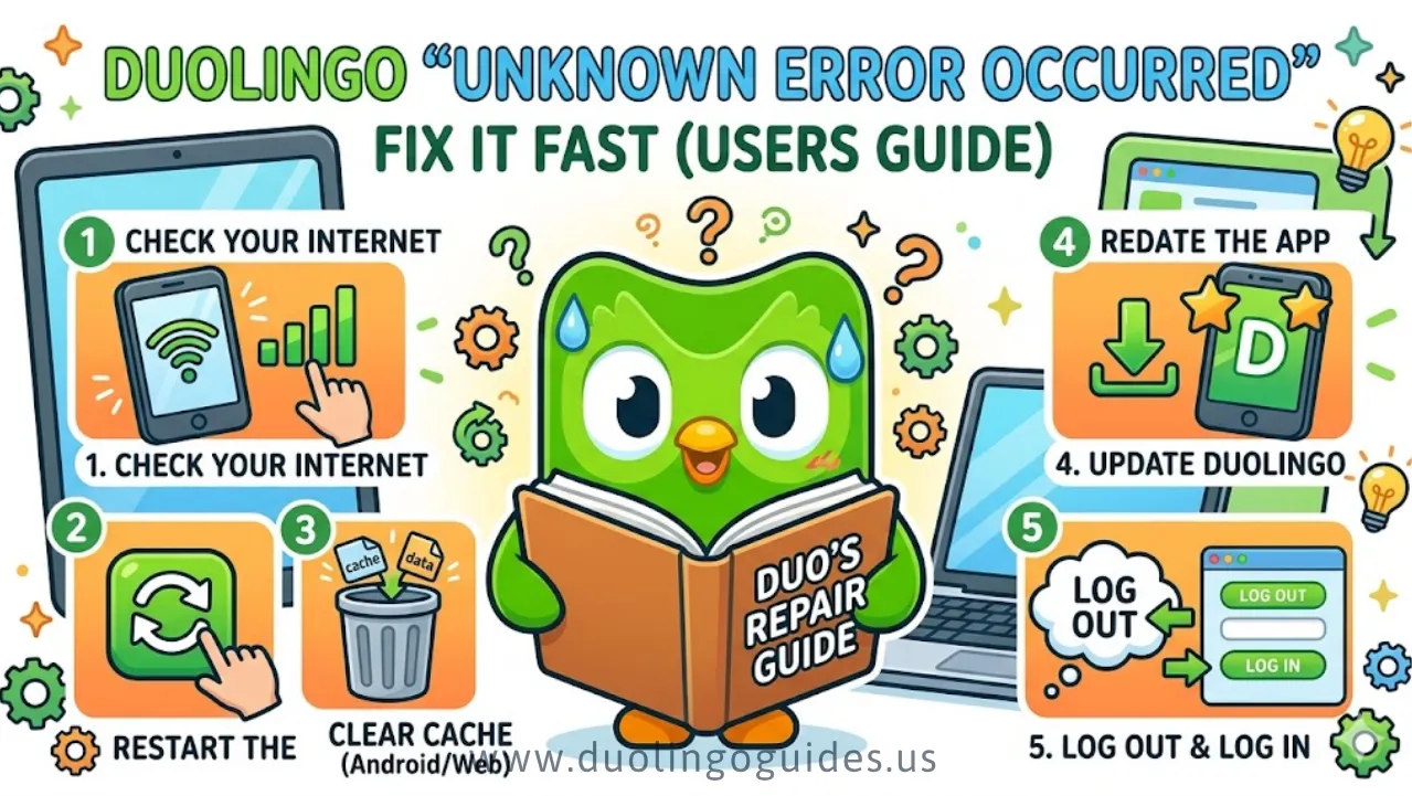 duolingo “unknown error occurred” – fix it fast (users guide)
