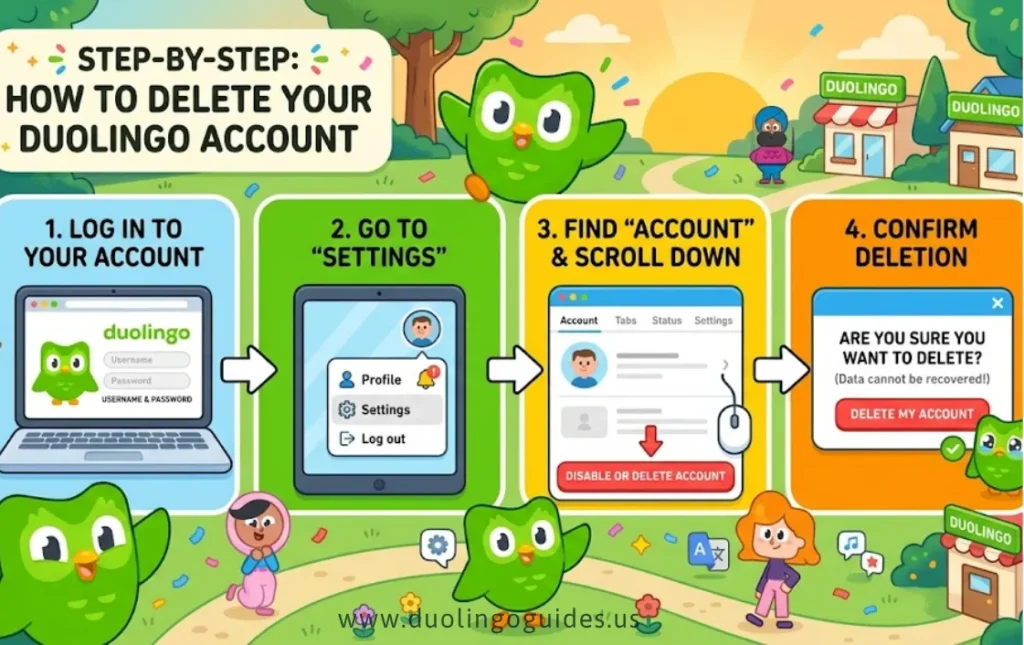 step-by-step guide how to delete your duolingos account