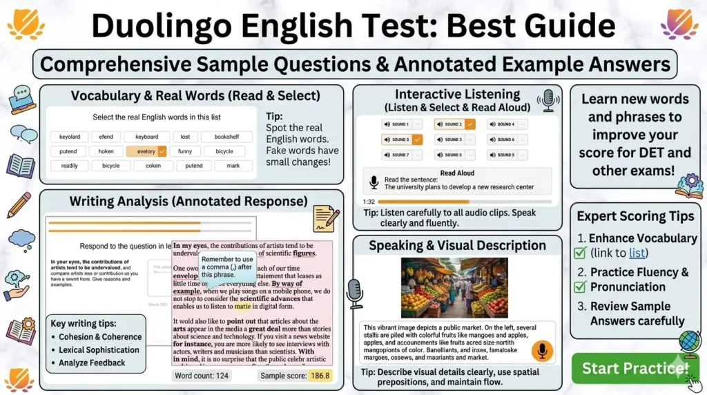 Duolingo English Test Sample Questions and Answers