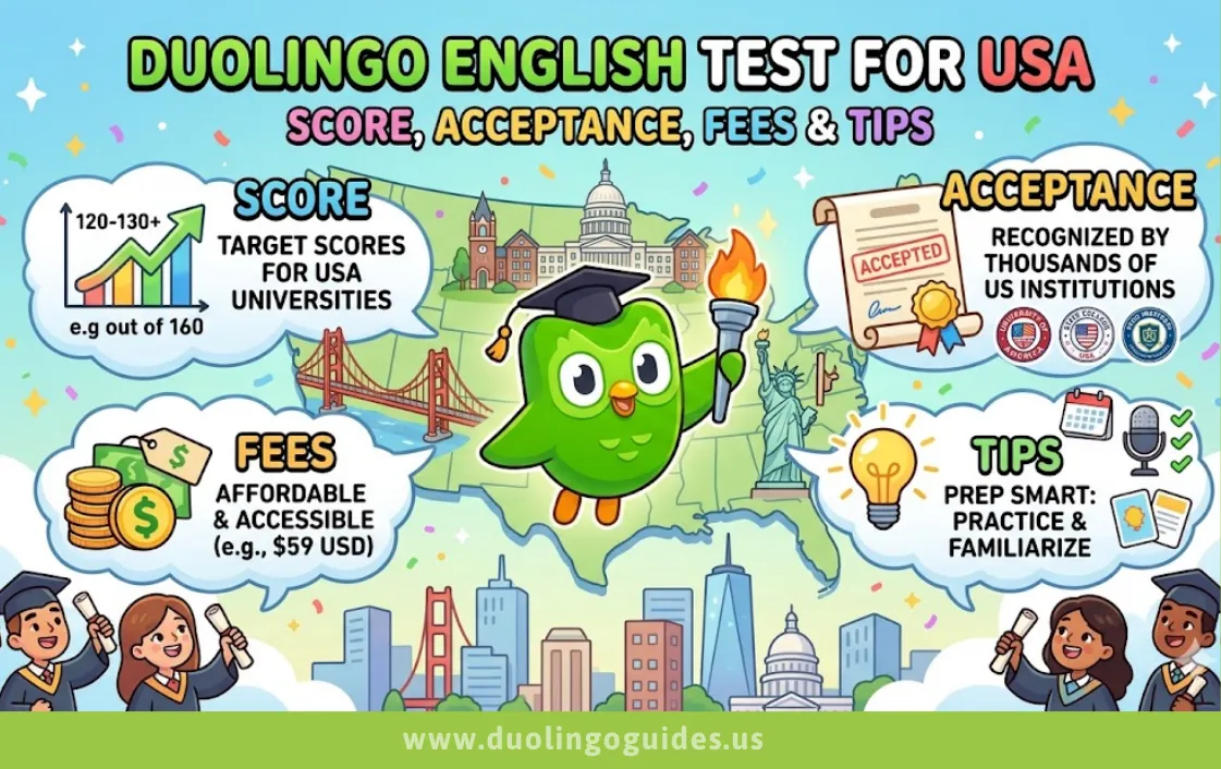 duolingo english test for usa score, acceptance, fees & tips