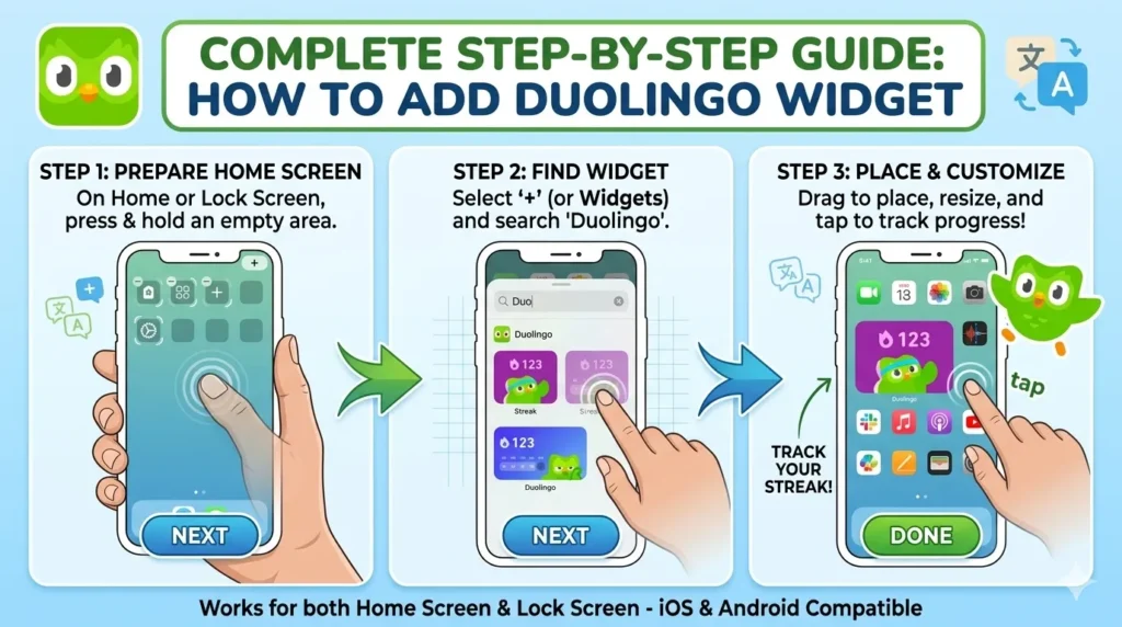 how to add duolingo widget step-by-step guide