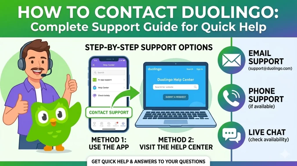 how to contact duolingo complete guide