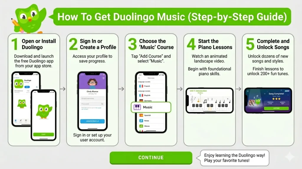how to get duolingo music