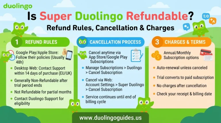 is super duolingo refundable refund rules, cancellation & charges