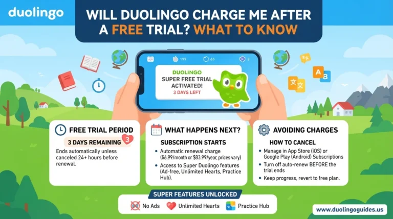 will duolingo charge me after a free trial what to know